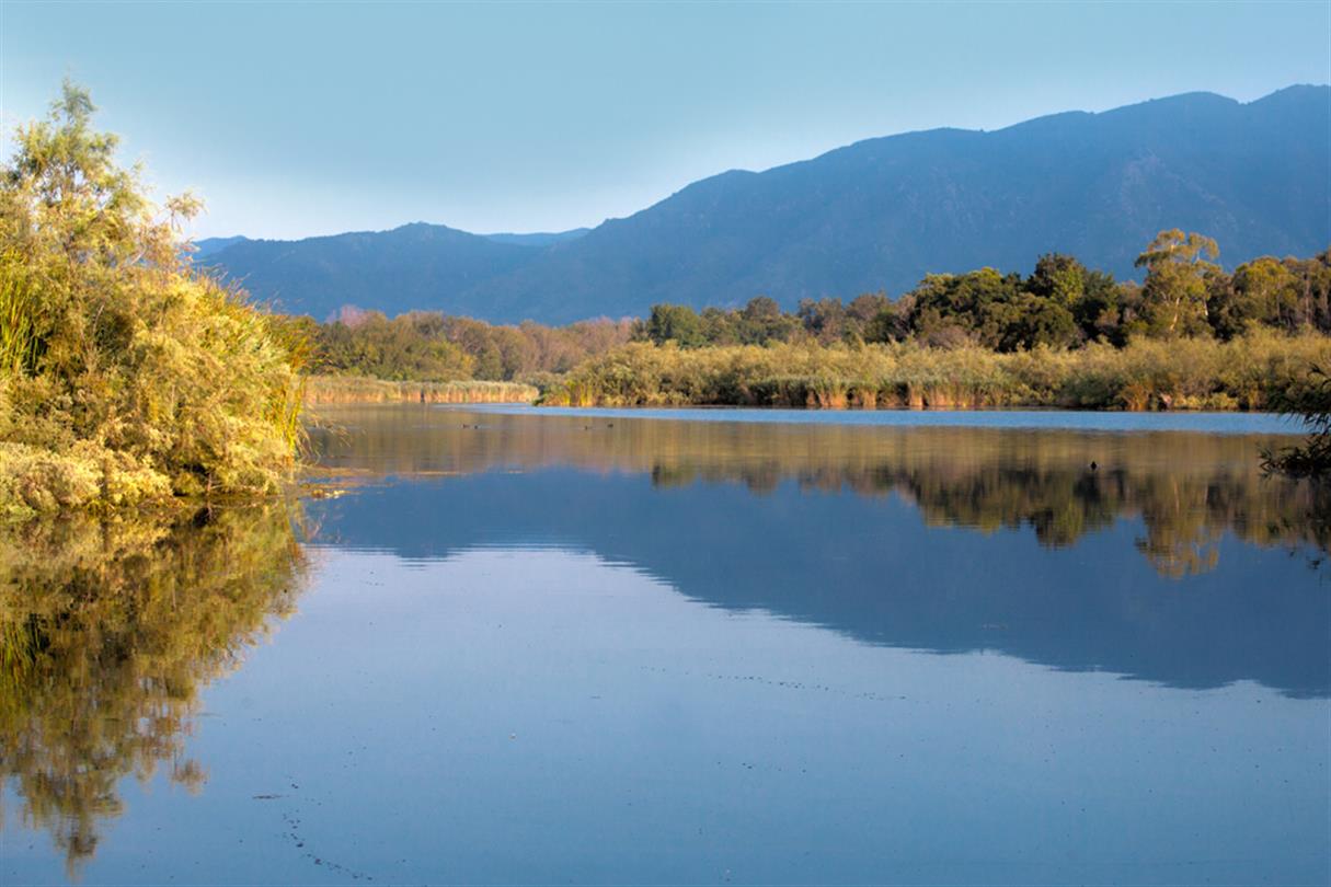 Teich mit Blick auf die Berge - Domaine de Bagheera
